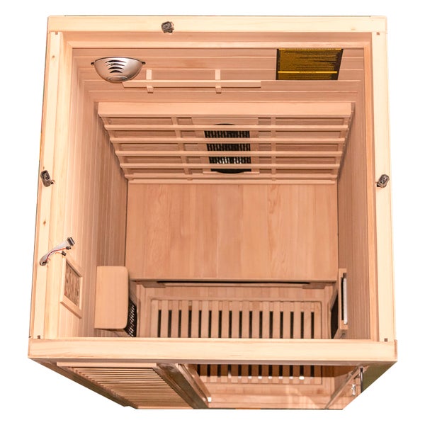 Dewello® Infrarotkabine Infrarotsauna HAMLIN 90cm x 90cm inkl. 4 Keramikstrahler, Karbon Karbonstrahler, 1Person, LED