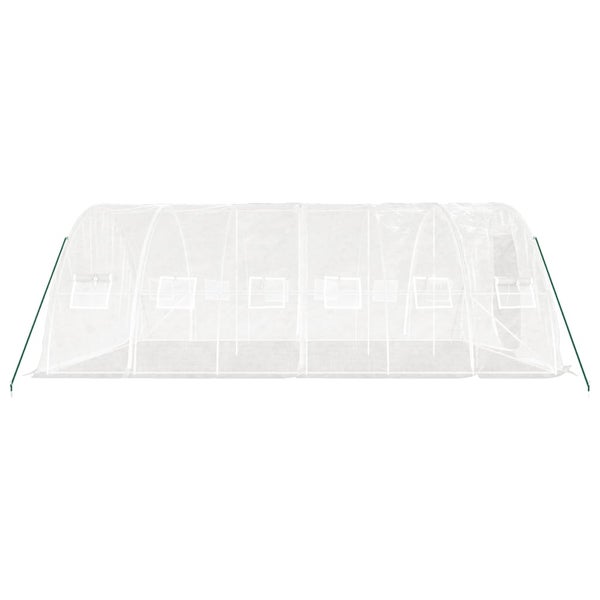 Gewächshaus mit Stahlrahmen Weiß 30 m² 6x5x2,3 m