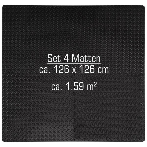 4er Set Bodenmatte mit Rand - 63x63x1cm Trainingsmatte
