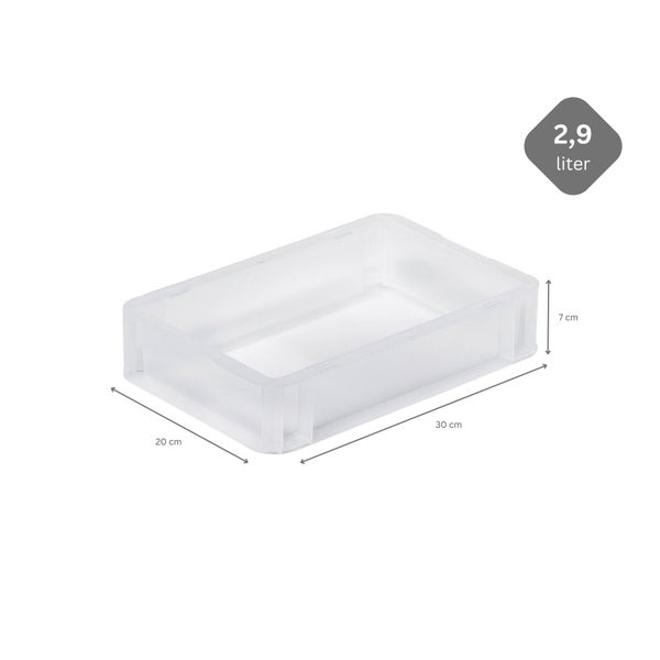PROREGAL SuperSparSet 20 x Transparenter Eurobehälter BasicLine Mit Geschlossenem Griff und Klickdeckel HxBxT 7 x 20 x 30 cm 2,9 Liter Eurobox