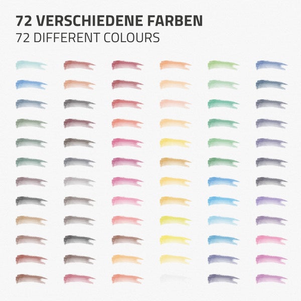 ECD Germany 78er Aquarell Buntstifte Set für Kinder und Erwachsene, Leuchtende Pigmente, Professionelles Zeichnen Art Set, Wasserlösliche Farbstifte zum Vermischen, Zeichnen & Malen, mit Aquarellblock