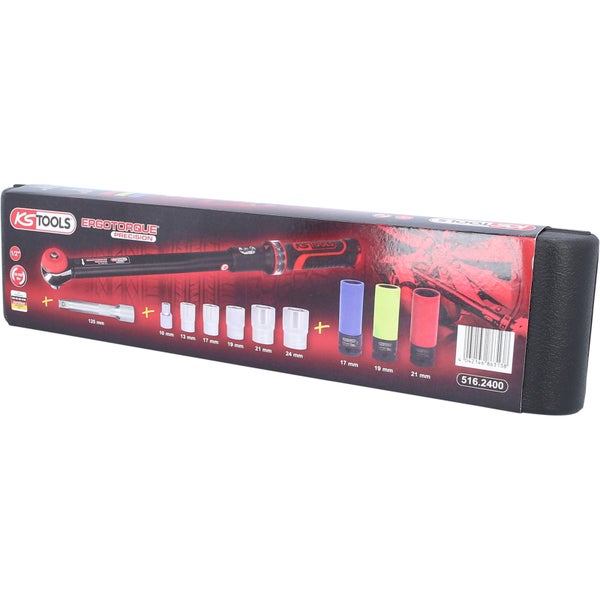 KS Tools Ergotorque Drehmomentschlüssel Set mit verschiedenen Aufsätzen in einer Box