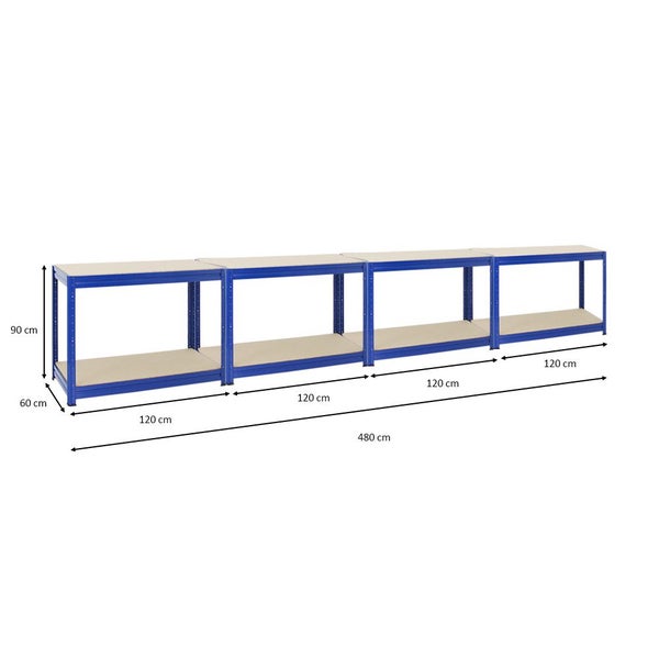 PROREGAL Mega Deal 4x Höhenverstellbare Werkbank Dino HxBxT 90 x 120 x 60 cm Traglast 600 kg Blau