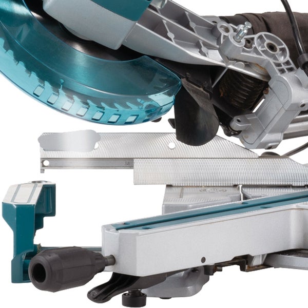 Detailansicht einer Kapp- und Gehrungssäge