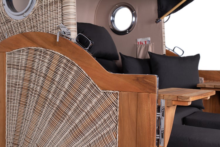 Strandkorb Rantum Grande Teak PE shell Dessin 548