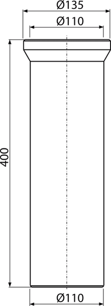 Technische Zeichnung eines Rohres mit Maßen: Höhe 400, Durchmesser 110 und 135.