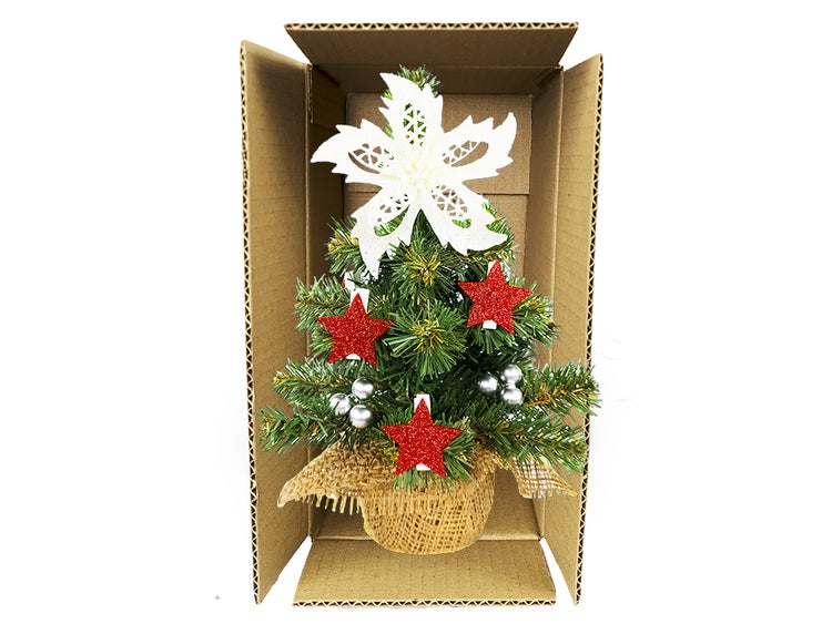 LAALU Geschmückter künstlicher Weihnachtsbaum mit 23 Ornamenten TINY 5 im Topf 25 cm