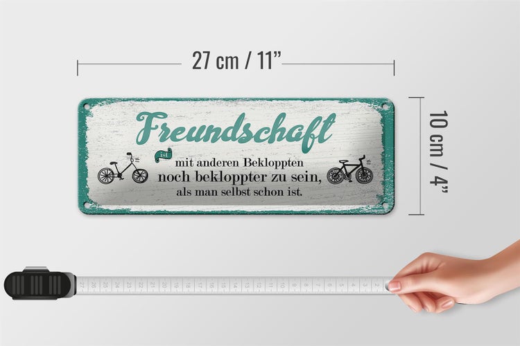 Blechschild Spruch Freundschaft noch bekloppter sein 27x10cm