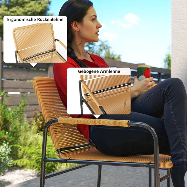 Gartensessel mit ergonomischer Rückenlehne und gebogener Armlehne