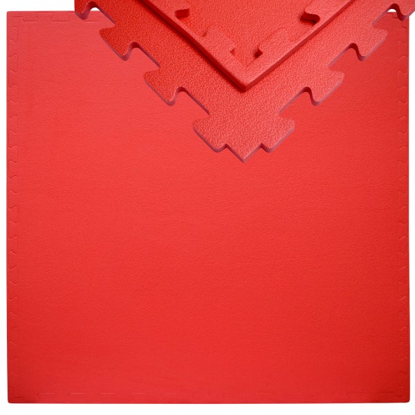 12mm Trainingsmatte mit Rand - 90x90cm Bodenschutz-Matte Rot