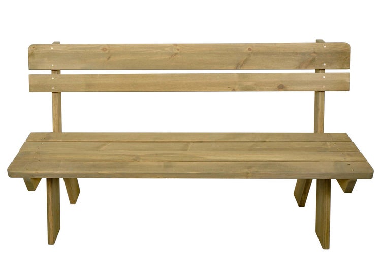 Holzbank mit Rückenlehne für den Garten