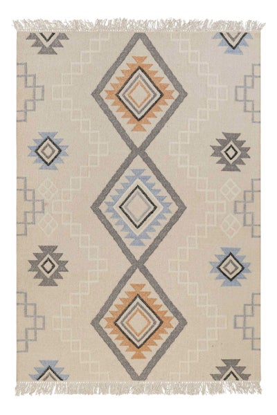 Kelim Teppich Creme Beige aus Wolle Jong Green Looop 240x340 cm