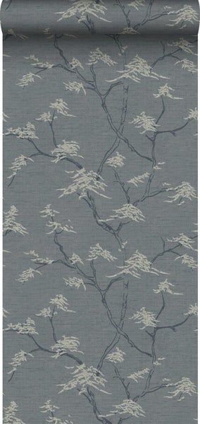 Borastapeter Tapete Blätter Graublau - 53 cm x 10.05 m - 660288