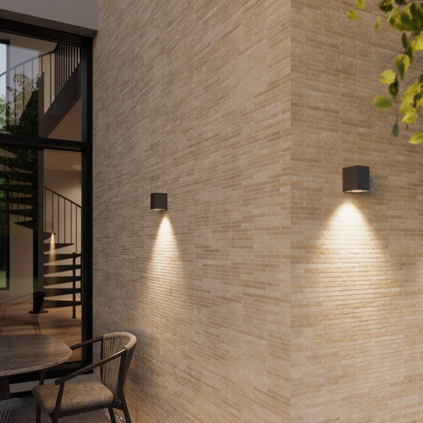 Lucande Wandleuchte außen Xava (Modern) in Schwarz aus Aluminium (1 flammig, GU10) - Außenwandleuchten Wandlampe Led Außenlampe Outdoor für Außenwand/Hauswand Haus Terrasse & Balkon