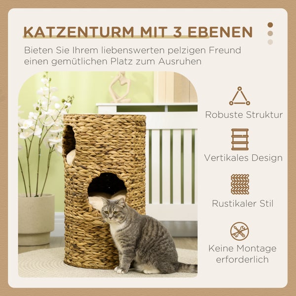 PawHut Kratztonne, 40cm x 40cm x 73cm, Stahl, Hellbraun