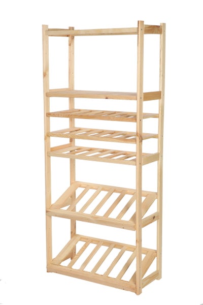 PROREGAL Getränkekisten- & Weinregal SPREEWALD HxBxT 163x70x33cm 18 Flaschen auf 3 Ebenen + 2 Ebenen für Kisten + 2 Ablagen Massives Kiefernholz Natur