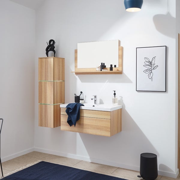 Home Deluxe - Badmöbel-Set - WANGEROOGE BIG Holz - Large - inkl. Waschbecken und komplettem Zubehör - Breite Waschbecken: ca. 80cm I Badezimmermöbel Waschtisch Badmöbelset