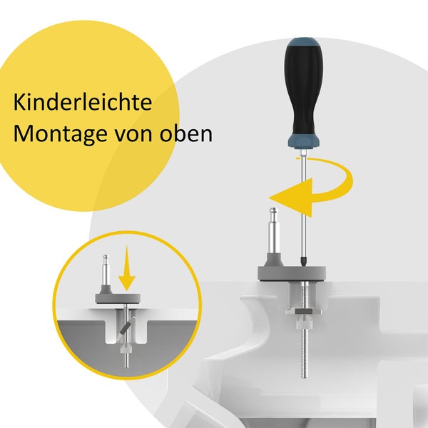 instmaier WC Sitz WC1 | Toilettendeckel mit Absenkautomatik | Klobrille Bergsee-Motiv | Oval | mit Schnellverschluss | Duroplast