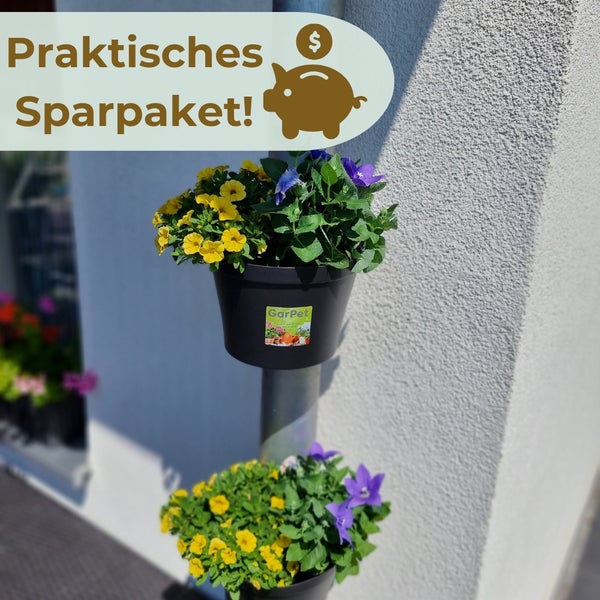 2x Fallrohr Blumentopf Fallrohr Blumentopf für Regenrohr Regenrinne Säule Pfosten Abflussrohr Hängetopf Pflanztopf Pflanzgefäß Anthrazit 22x22x15 cm