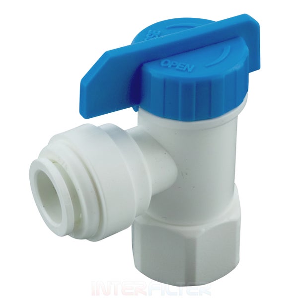 Kunststoff Eckkugelhahn mit Steckanschluss fuer Wasserfilter