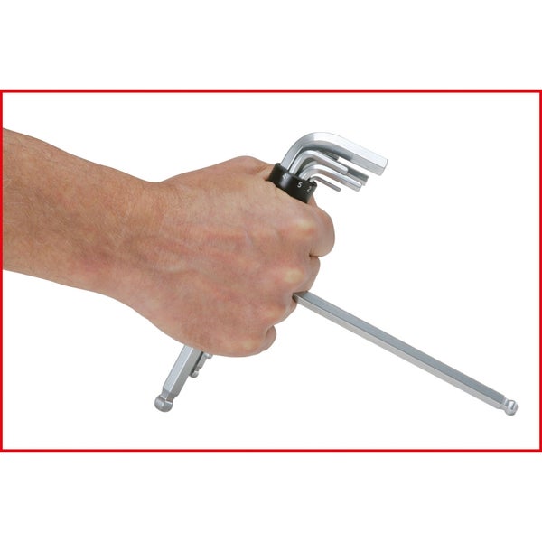 KS TOOLS 3 in 1 Innen6kant-Winkelstiftschlüssel-Satz 8tlg. lang Kugelkopf - 151.2100