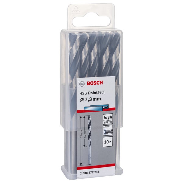 Bosch HSS PointTeQ Bohrer Set, Durchmesser 7,3 Millimeter, 10 Stück