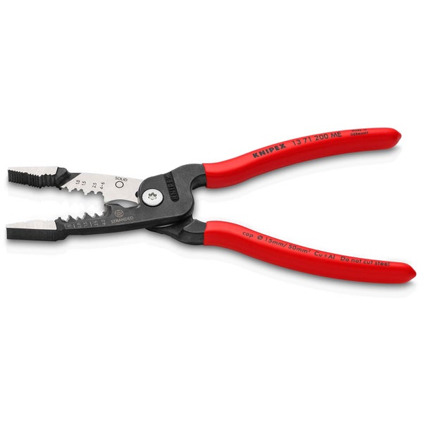 Knipex Multifunktions-Elektrikerzange metrisches Modell mit Kunststoff überzogen schwarz atramentiert 200 mm - 1371200ME