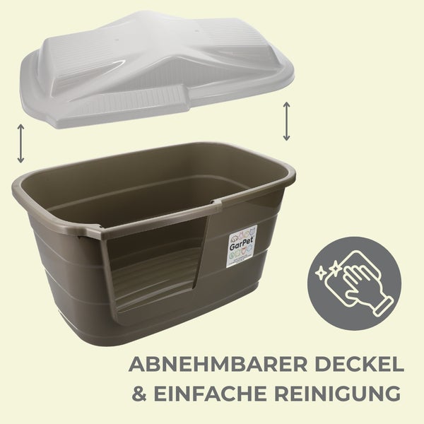 GarPet Tiertoilette mit abnehmbarem Deckel für einfache Reinigung.