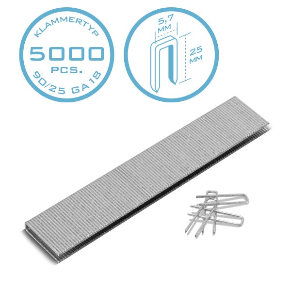 STAHLWERK Heftklammern Typ 90 (1,25 x 1,0 mm) mit 25 mm Länge im 5000er Set