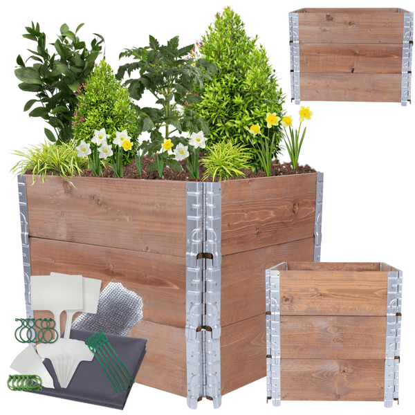 Hochbeetkisten GrowBox HxBxT 60x60x80 cm 3 Ebenen Holz Braun