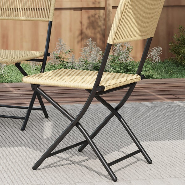 Outsunny 3-tlg. Gartenmöbel-Set, Ø60 x 70H cm, Stahl, PE Rattan, gelb