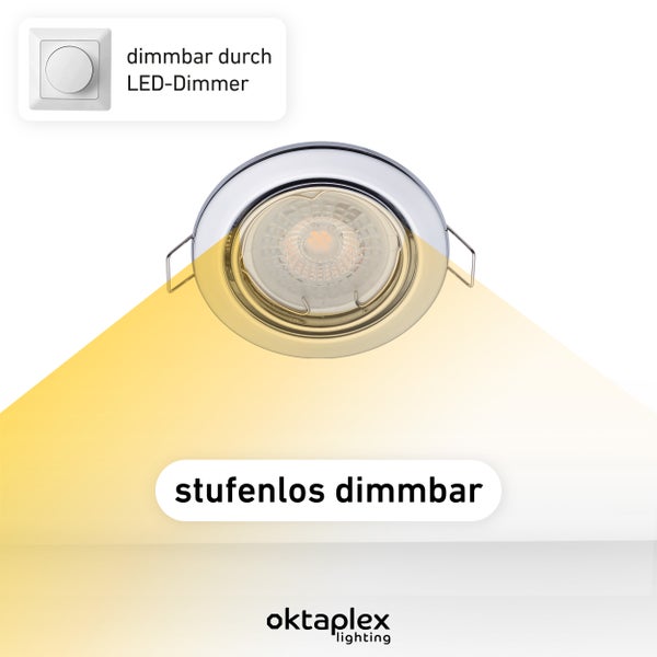 3x Spot dimmbar Dijon Schwenkbar LED Modul Nizza 5W 3000K 230V 380lm Warmweiß 110° Deckenspots Chrom Lochmaß 68mm