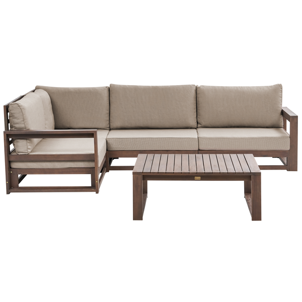 Gartenlounge-Set mit Ecksofa und Tisch