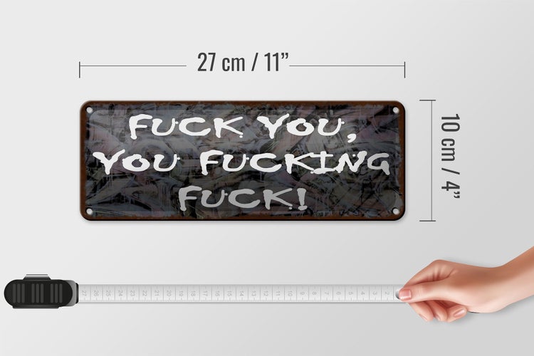 Blechschild Spruch 27x10cm fuck you you fucking fuck Dekoration