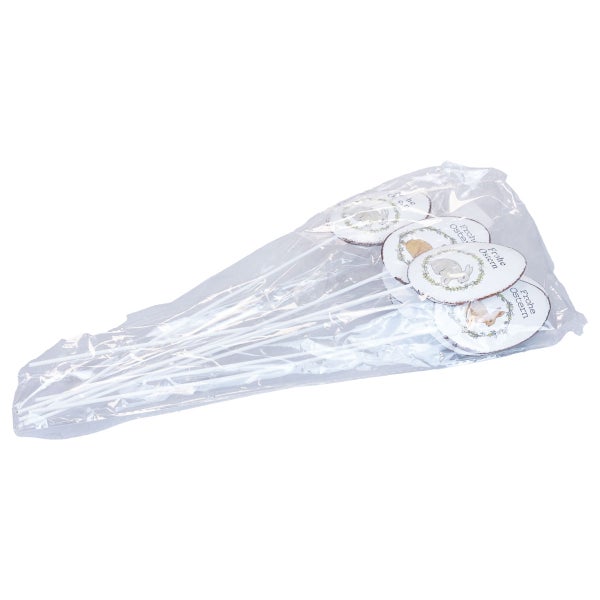 Verpackung mit Ostersteckern mit Hasenmotiv und der Aufschrift 'Frohe Ostern'