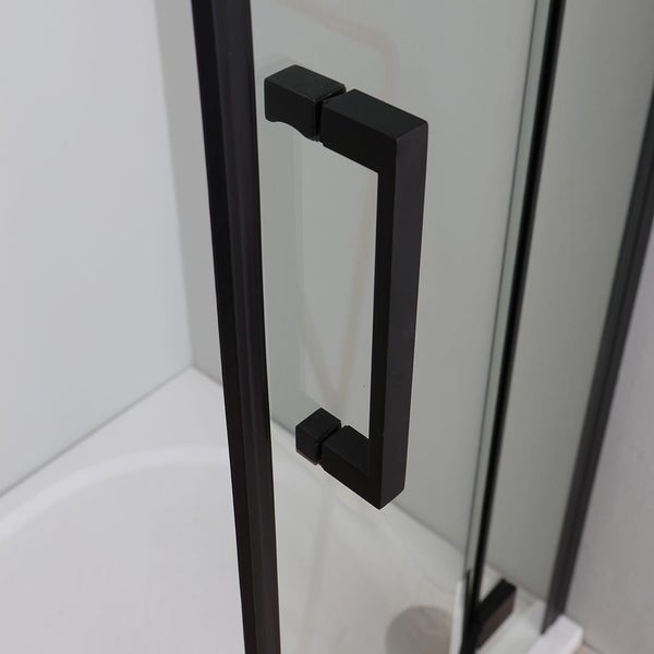 Viertelkreisdusche 90x90 mit Drehtüren, schwarzer Teilrahmen| London