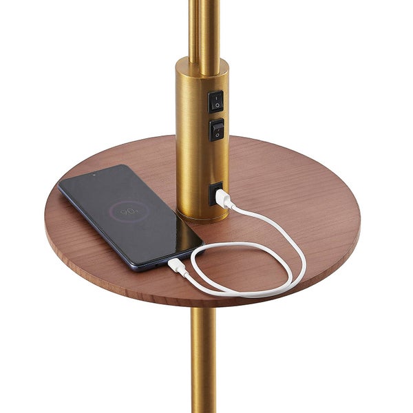Lindby Stehlampe Aovanmit USB Anschluss (Modern) in Bronze aus Metall (1 flammig, E27) - Textil Stehleuchte Floor Lamp Standleuchte Wohnzimmerlampe Wohnzimmerleuchte