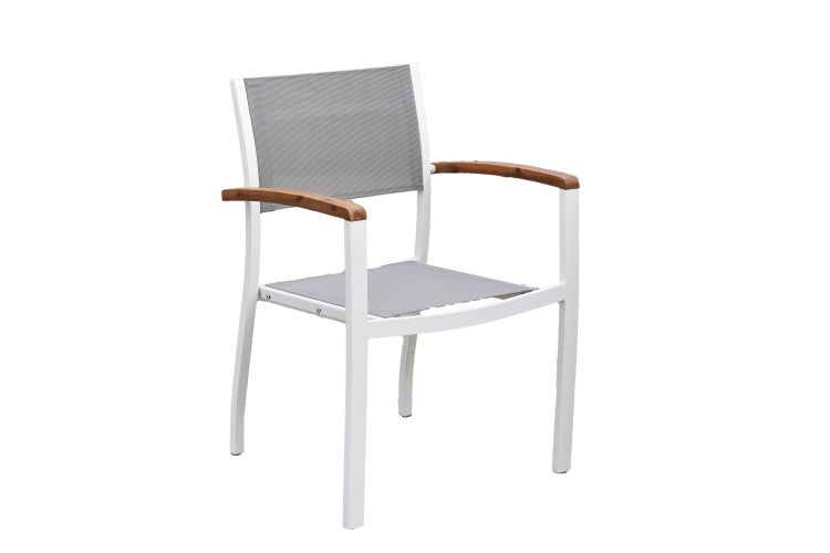 Gartensessel Naxos, stapelbar, 2er Set, Aluminium/Textil/Akazie