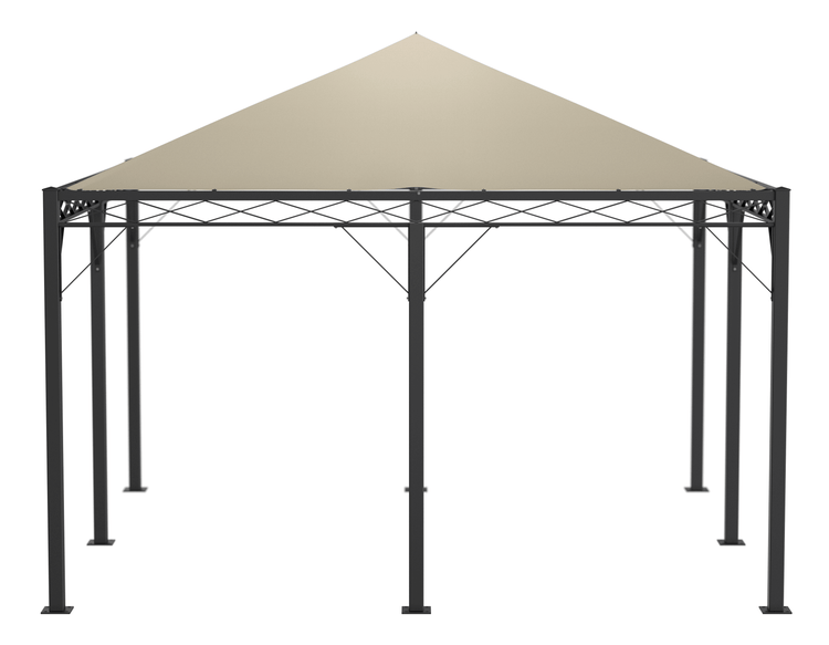 Pavillon ELEO Torino 4 x 4 m schwarz - pulverbeschichtet | mit Sonnensegel ecru