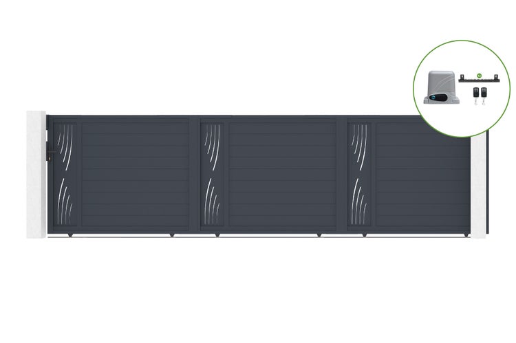 Schiebetor 6m VELETA H.160cm Aluminium + RANGER C300 Motorisierung