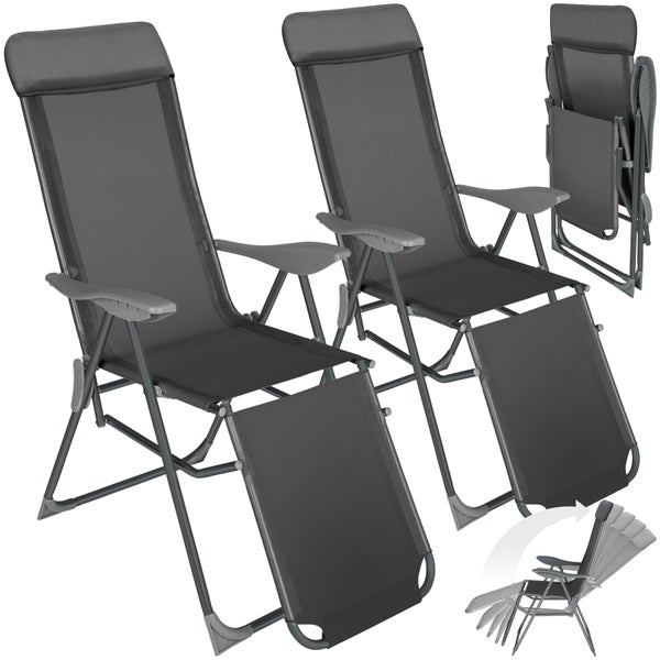 2er Set Gartenstuhl tectake Jana 146,5 x 59 x 117,5 cm klappbar anthrazit