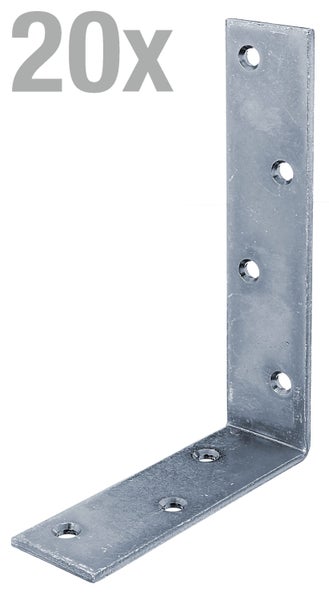 Set aus zwanzig verzinkten Winkelverbindern aus Stahl zur Stabilisierung von Holzverbindungen