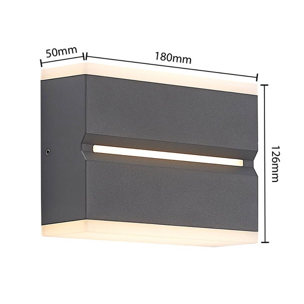 PRIOS LED Wandleuchte außen Itarion (spritzwassergeschützt (Modern) in Alu aus Aluminium (1 flammig, ) - Außenwandleuchten Wandlampe Led Außenlampe Outdoor für Außenwand/Hauswand