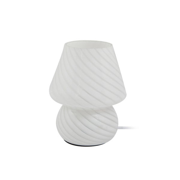 Tischleuchte aus Glas mit spiralförmigem Muster