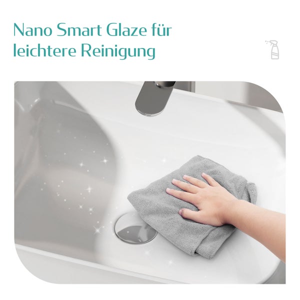 EMKE Aufsatzwaschbecken 705 × 380 mm, Rechteckiges Keramik Waschbecken, glänzend Weiß, ohne Hahnloch, R-Ecken-Design, Waschtisch für Badezimmer und Gäste-WC, modernes Design,  Höhe 150 mm