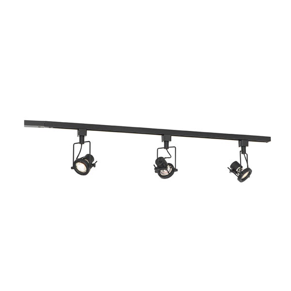 Schienenstrahler Set mit drei drehbaren LED Leuchten auf einer Schiene zur Deckenmontage
