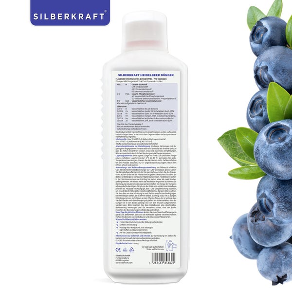 SILBERKRAFT Heidelbeer Dünger – Für Heidelbeeren & Beerensträucher – 1 Liter