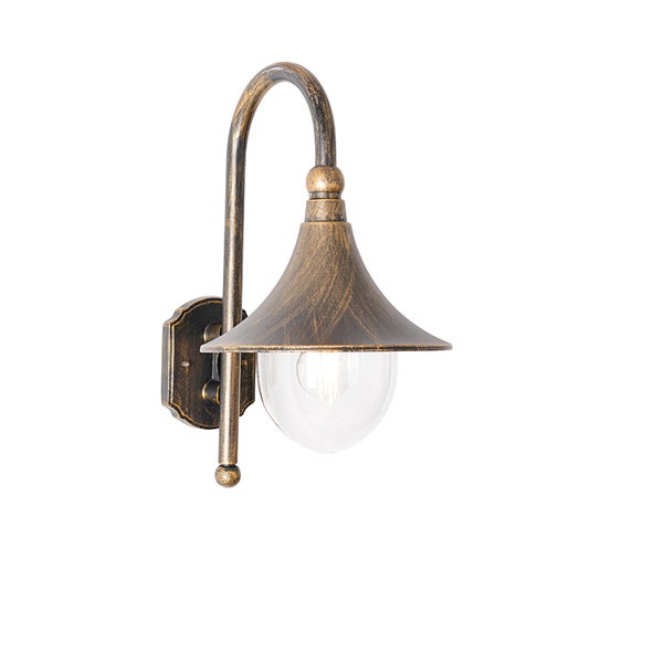 Außenwandleuchte im antiken Design mit Glasschirm.