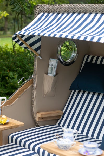 Strandkorb Rantum Grande Teak PE grey Dessin 540