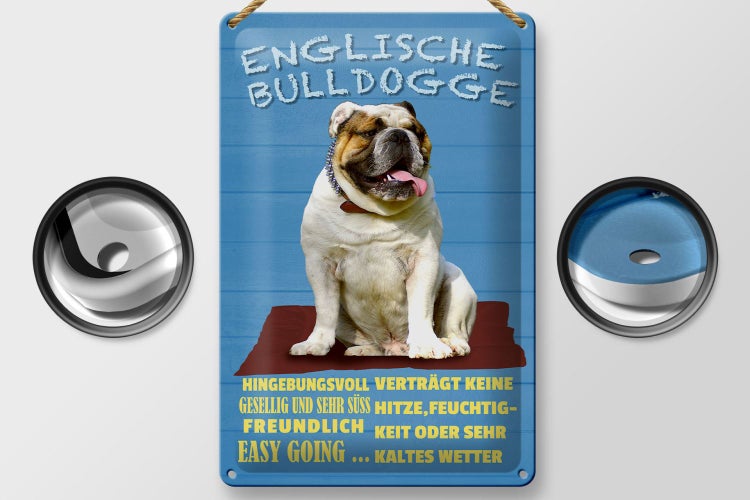 Blechschild Spruch 20x30cm Englische Bulldogge Hund süß